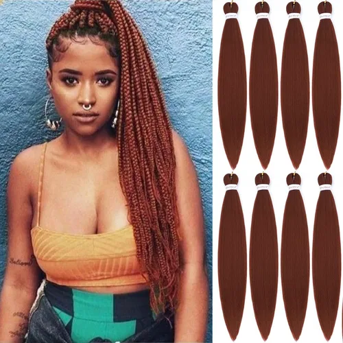 Miniatura 50 de Alrence Cabello estirado para hacer trenzas, trenza larga de 30 pulgadas, 8 paquetes, extensiones profesionales de trenzado de cabello sintético, 1b#