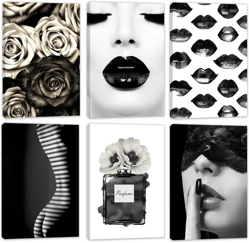 Miniatura 11 de HoozGee Juego de 6 impresiones artísticas de pared de moda, perfumes, pintalabios, pinturas de lienzo, pósteres de decoración de habitación de niñas