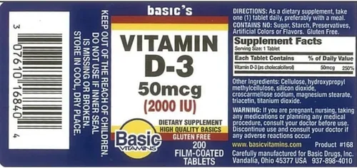 Miniatura 3 de Natural Vitamina D-3 2000 UI - 200 comprimidos recubiertos con película, paquete de 2