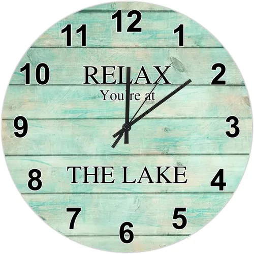 Miniatura 30 de UFunhome Reloj de pared de granja Lake Relax You're at The Lake Silent Non-Ticking Vintage Country reloj de grano de madera a pilas para el hogar