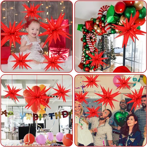Miniatura 6 de 10 unidades de globos de estrella roja explosión globos de estrella fulgurante globos de cono de papel de aluminio mágicos para decoraciones