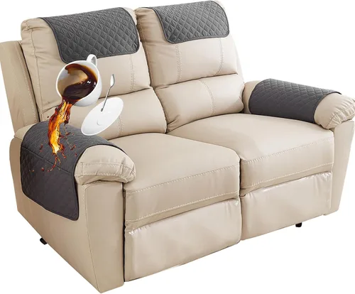 Miniatura 15 de Funda para Reposabrazos de Sofá, Funda para Reposacabezas de Silla Reclinable, Funda de Sillón con Bolsillos, Protector de Muebles Acolchado Beige
