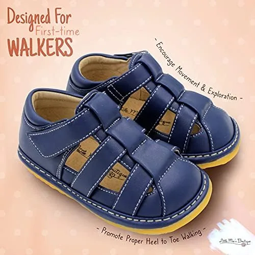 Miniatura 2 de Zapatos con para bebé de Little Mae's Boutique, color marrón, negro o azul marino, sandalias cerradas, zapatos ideales para caminar para bebés