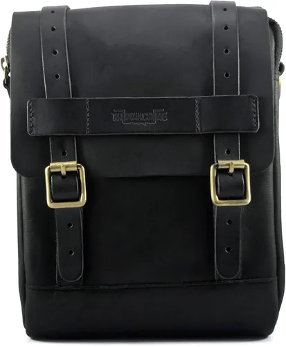 Miniatura 2 de Bolsa de tanque magnética de cuero genuino para motocicleta de Trip Machine Company con montaje en asiento trasero y cola, con correa para el hombro