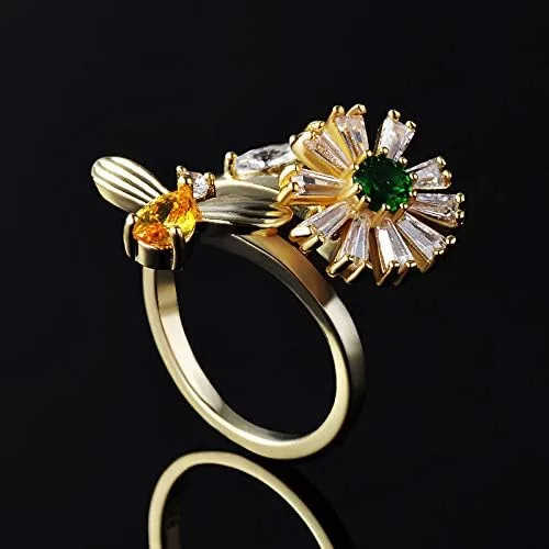 Miniatura 3 de Vanski Fashion - Anillo ajustable para mujer, diseño de circonio cúbico, antiansiedad, anillo de compromiso, boda