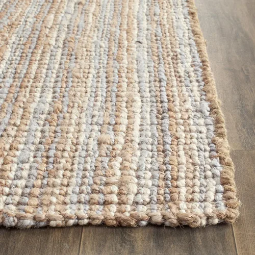 Miniatura 3 de SAFAVIEH Alfombra de área de 9 x 12 pies, colección de fibra natural, grande, gris y marrón natural, yute hecho a mano, estilo de granja, pelo