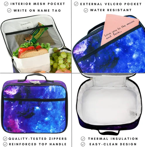 Miniatura 2 de Lonchera infantil, para niñas, adolescentes, mujeres, bolsa de almuerzo aislada, compartimentos de lados suaves, espaciosos, sin BPA, apto para Azul