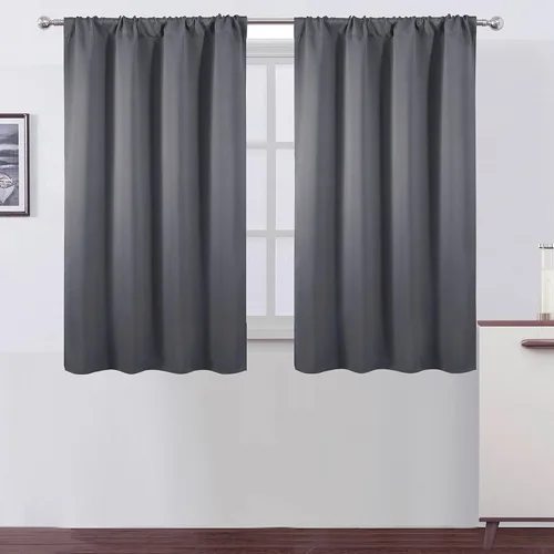 Miniatura 143 de LEMOMO Cortinas opacas negras para cocina, 42 x 45 pulgadas, juego de 2 paneles de cortinas opacas con bolsillo para cortinero para ventana pequeña