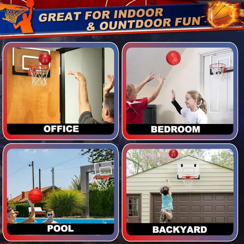 Miniatura 6 de Pro Mini juego de aros de baloncesto para interiores para puerta, aro de baloncesto de montaje en pared para oficina al aire libre, borde volcado