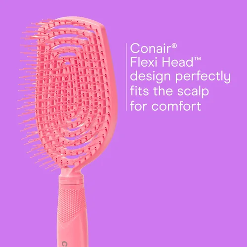 Miniatura 4 de Conair Cepillo desenredante para el cuidado del cuero cabelludo, cepillo para cabello rizado, masajeador de cuero cabelludo, cepillos para el Rosa