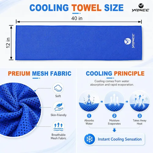 Miniatura 7 de YQXCC Paquete de 4 toallas refrescantes de 40 x 12 pulgadas, toallas de hielo frescas para cuello y cara, trapos de microfibra suaves