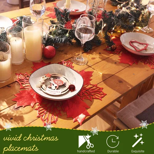 Miniatura 4 de AHHFSMEI Manteles individuales redondos de vinilo metálico de 6 unidades, resistentes al calor, decorativos, antideslizantes de 38 cm, manteles