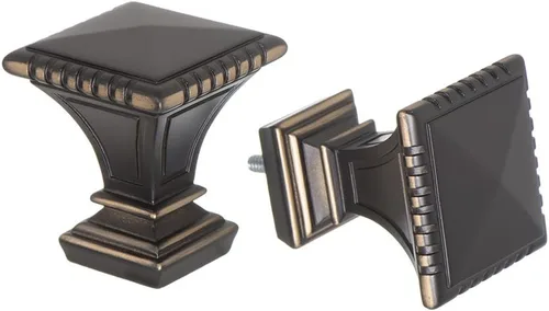 Miniatura 2 de Ivilon Barra de cortina decorativa para ventana, remates cuadrados tallados, barra de 1 1/8 pulgadas, 28 a 48 pulgadas, negro antiguo