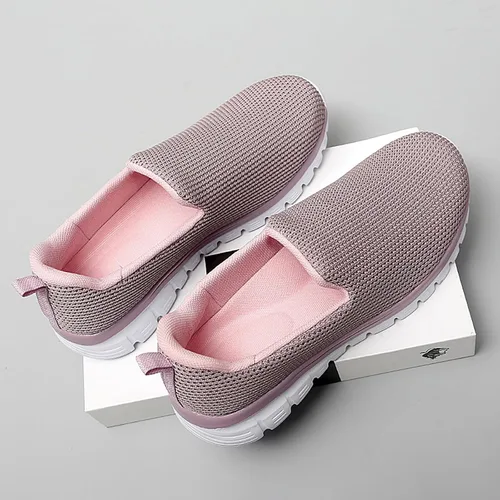 Miniatura 6 de JWSVBF Zapatos deportivos de plataforma para mujer, cuñas, malla transpirable, sin cordones, a la moda, de otoño, cómodos, para caminar, zapatos