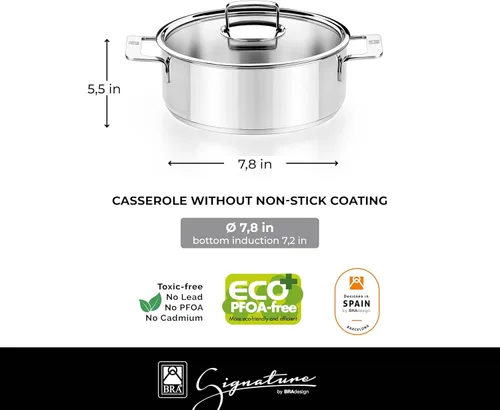 Miniatura 9 de BRA COOKWARE Signature - Juego de utensilios de cocina de acero inoxidable de 10 piezas Juego de ollas y sartenes profesionales Juego de cocina