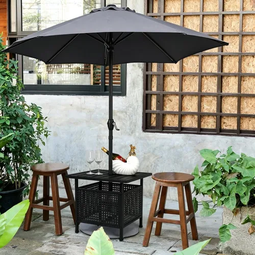 Miniatura 2 de VINGLI Outdoor Side Table with 7.5ft Patio Umbrella, Small Patio Table with 1.57" Umbrella Hole, Adjustable Height & Angle Cantilever Umbrella for