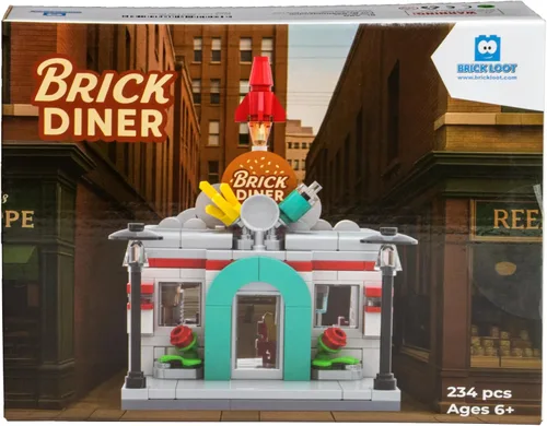 Miniatura 5 de Brick Loot Mini City Diner Building Set, 234 Piece Modular Restaurant Brick Toy, Collectible Mini City Building, Compatible with Major Brick Brands