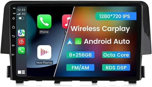 Miniatura 10 de Radio estéreo Android para Honda Civic 2016 2017 2018 2019 2020 2021, 8 núcleos inalámbricos con cable para Car-Play Android Auto GPS Navegación