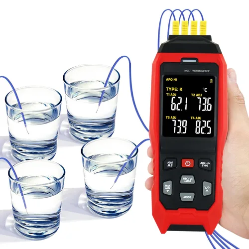 Miniatura 2 de Termómetro de termopar registrador de datos de temperatura, termómetro tipo K/J/T de 4 canales con 5000 grupos de registro de datos y exportación