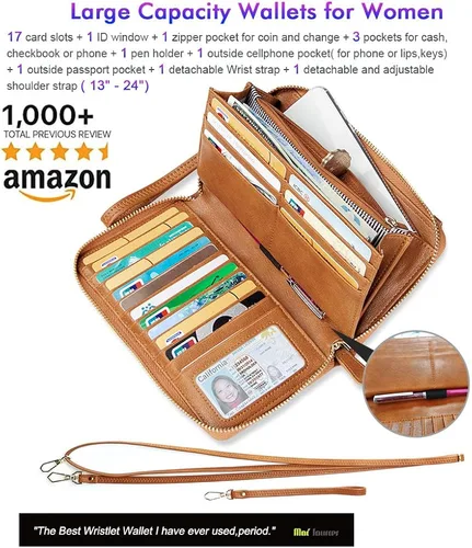 Miniatura 2 de nuoku Cartera RFID para mujer bolso cruzado con cremallera alrededor de 2 correas