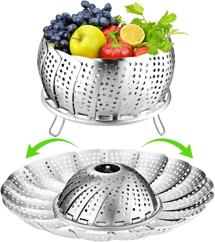 Miniatura 8 de FOFAYU Cesta de Vapor de Verduras para Cocinar, Cesta de Vapor de Acero Inoxidable para Vegetales, Pescado y Comida, Vaporizadores Plegables