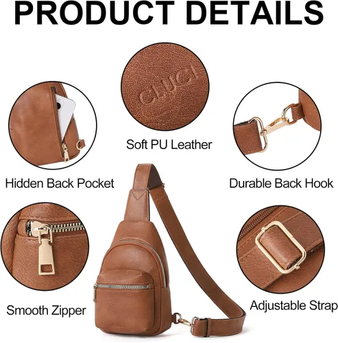 Miniatura 6 de CLUCI Small Sling Bag for Women, Leather Crossbody Fanny Packs Trendy, Women's Chest Bag