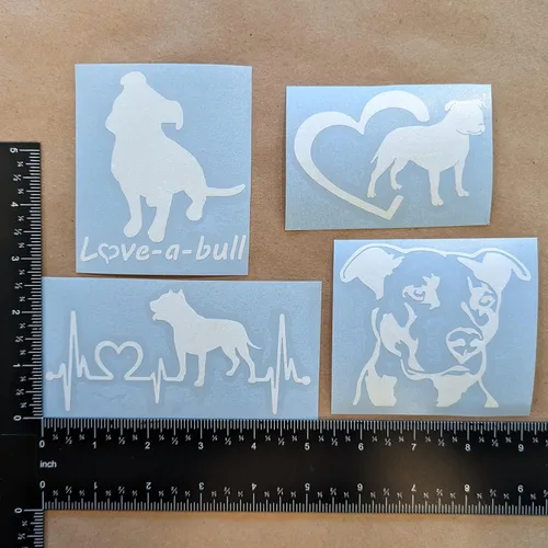 Miniatura 4 de Paquete de 4 calcomanías de Pitbull: Love-a-Bull, latido del corazón de Pitbull, corazón de American Pit Bull Terrier, calcomanías detalladas