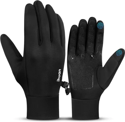 ihuan Guantes de invierno cálidos para correr para mujeres y hombres, dedos súper sensibles para pantalla táctil para clima frío, guantes delgados y