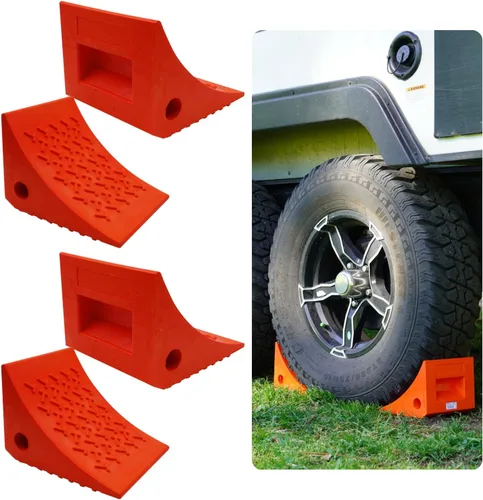Miniatura 9 de SECURITYMAN Calzas de rueda resistentes (paquete de 2) – Calzas de rueda de goma sólida duraderas, antideslizantes, para remolques de lanchas