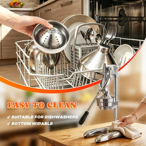 Miniatura 5 de Moongiantgo Exprimidor manual comercial, extractor de jugo de prensa manual resistente con 2 bolsas de frutas reutilizables, exprimidor profesional