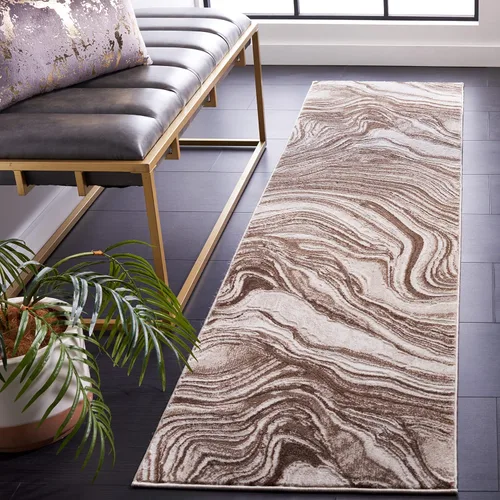 Miniatura 34 de SAFAVIEH Meadow Collection - Alfombra para pasillo, 2 x 7 pies, azul y gris, diseño abstracto moderno, no desprende pelusa y de fácil cuidado, ideal