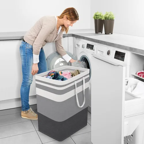 Miniatura 6 de StorageRight Cesta de Lavandería Canasta Grande Plegable con Asas de Fácil Transporte，Cestas de Ropa Independientes para Lavandería, Dormitorio