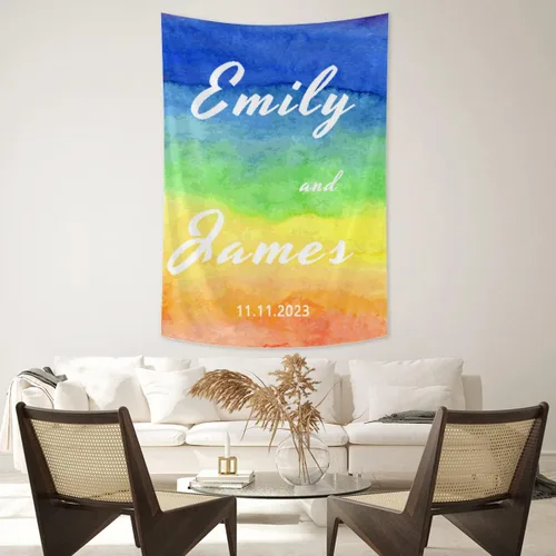 Miniatura 12 de Tapiz de boda personalizable con nombre y foto, colgante de pared personalizado para boda, tapiz de pared personalizado, decoración del hogar, tapiz