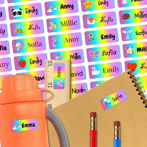 Miniatura 9 de 128 etiquetas adhesivas de nombre personalizadas para guardería, etiquetas de nombre impermeables personalizadas para niños, suministros escolares