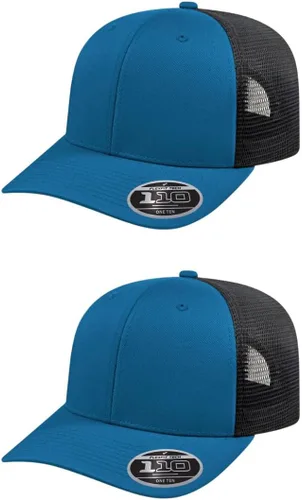 Miniatura 114 de Cap America i8502 Flexfit 110 Premium - Gorra de camionero de perfil medio con 6 paneles de malla trasera con protección UV y cierre ajustable Azul