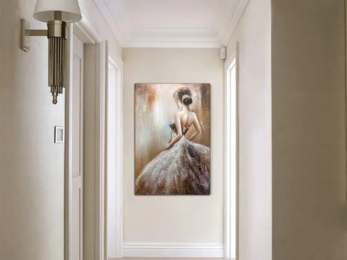 Miniatura 6 de Boiee Arte, 24 x 36 pulgadas, pintada a mano, niña en vestido de novia, lienzo, figuras abstractas, obras de arte de arte de pared acrílicas