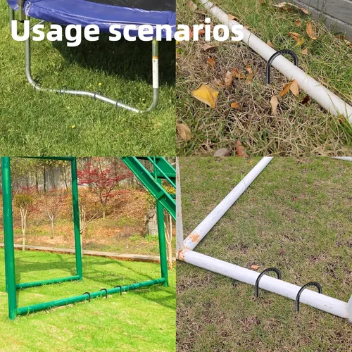 Miniatura 6 de 10 estacas de acero galvanizado en forma de U de 16 pulgadas, anclajes de tierra resistentes para tiendas de campaña, kits de posición, cercas