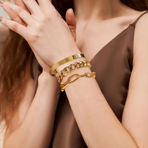 Miniatura 33 de Long tiantian Pulsera de oro gruesa para mujer, pulseras de oro delicadas, pulseras para mujer, pulseras apilables de eslabones de cadena