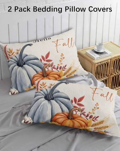 Miniatura 3 de Fundas de almohada de tamaño estándar de Acción de Gracias, 2 paquetes de fundas de almohada suaves decorativas para sofá de cuerpo largo, con Azul