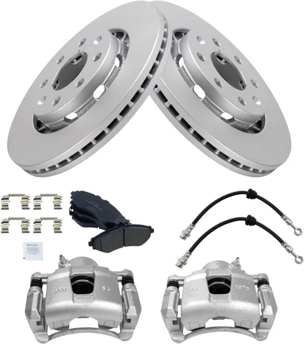 Miniatura 4 de TRQ Kit de pastillas de freno y rotor de cerámica delantera compatible con Chevrolet Malibu 2016
