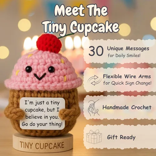 Miniatura 2 de Regalo de Amistad para Mujeres - Cupcake de Crochet Positivo Hecho a Mano con 30 Lindas Tarjetas de Afirmación - Idea de Regalo de Apoyo Emocional