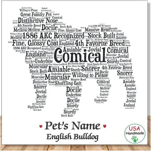 PetArt.us Bulldog inglés – Impresión artística personalizada – Nombre de mascota personalizado, regalo para los amantes de los perros o recuerdo de