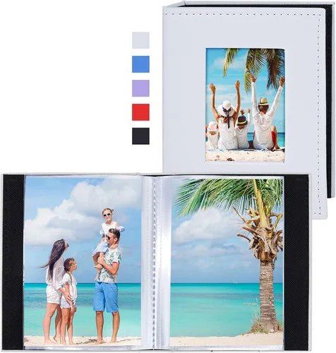 Miniatura 17 de Vienrose Álbum de fotos pequeño de 4 x 6 pulgadas, paquete de 2 mini libros de fotos con cubierta de cuero, 26 páginas con capacidad para 52