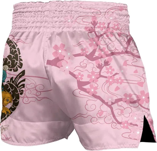 Miniatura 2 de ChenHang Pantalones cortos de boxeo para mujer, traje de entrenamiento de artes marciales de manga rosa, Sakura, MMA, diseño de flores rosadas