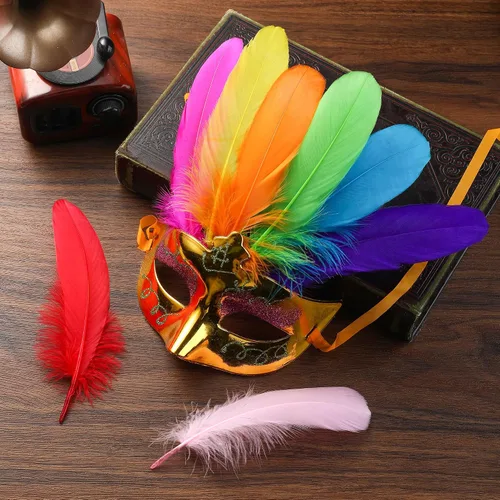 Miniatura 5 de Plumas de ganso de colores de Ballinger para manualidades - 120 piezas de 15-20 cm de plumas de colores para manualidades DIY, alas de ángel