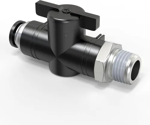 Miniatura 12 de TAILONZ PNEUMATIC BVU-1/4 OD válvula de bola de control de flujo de aire válvula de empuje para conectar el accesorio (paquete de 5)