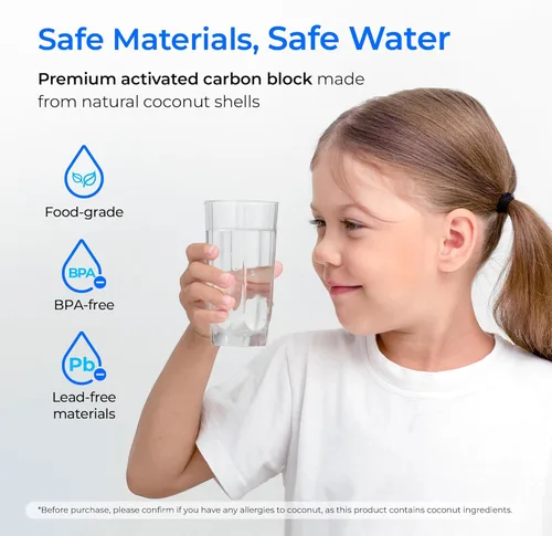 Miniatura 9 de Waterdrop FQK1R, GXULQR - Filtro de repuesto para debajo del fregadero, certificado NSF/ANSI 42 372, repuesto para cabezal hexagonal GE SmartWater