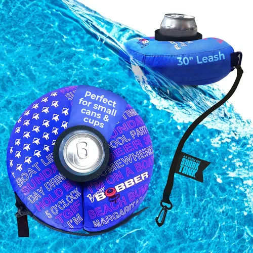 Azul Pequeño - Soporte de Bebida Flotante Inflable Human Bobber – Flotador de Bebidas para Vasos, Yeti, Tervis, o Botella de Vino en la Tina de