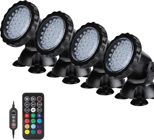 Miniatura 8 de Luces de estanque Luz de fuente subacuática 3.5W Cambio de color Foco sumergible con 36 bombillas LED Luz subacuática impermeable IP68 Luz de set of