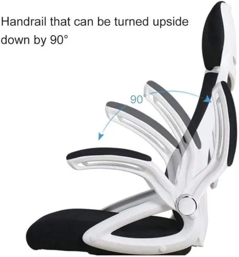 Miniatura 5 de Silla ergonómica de escritorio de oficina con reposabrazos ajustable, soporte lumbar, reposacabezas y malla transpirable respetuosa con la piel (D)